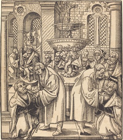 Les réformateurs Luther et Hus donnant la communion aux princes de la maison de Saxe - Lucas Cranach the Elder