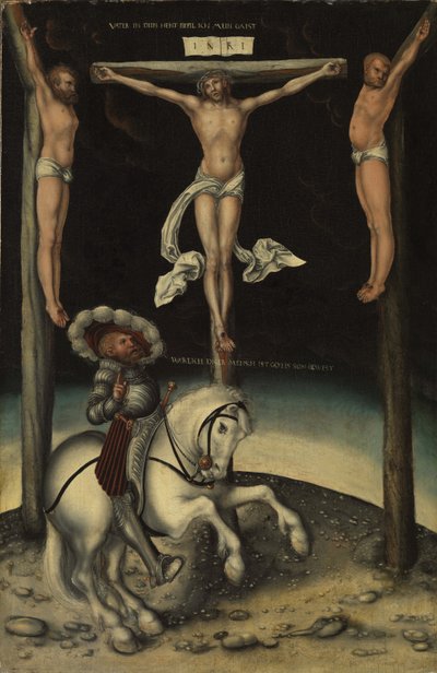 Le centurion Longinus parmi les croix du Christ et des deux voleurs, 1539 - Lucas Cranach the Elder