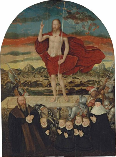 Le Christ ressuscité avec une famille de donneurs - Lucas Cranach the Younger