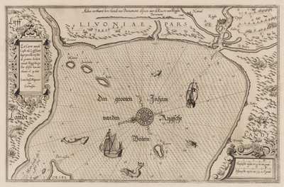 Carte nautique du golfe de Riga - Lucas Jansz. Waghenaer