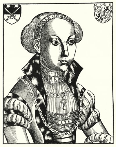 Sybille de Clèves, épouse de Jean-Frédéric Ier, Électeur de Saxe (gravure) - Lucas the Elder (after) Cranach