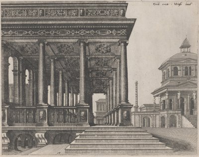 Une salle avec des colonnes ioniques - Lucas van Doetechum and Johannes