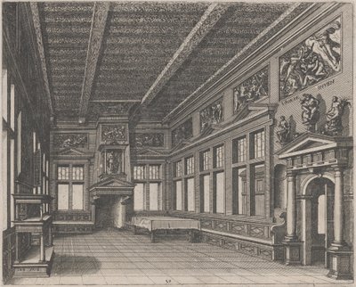 Intérieur avec buffet, cheminée et peintures religieuses - Lucas van Doetechum and Johannes
