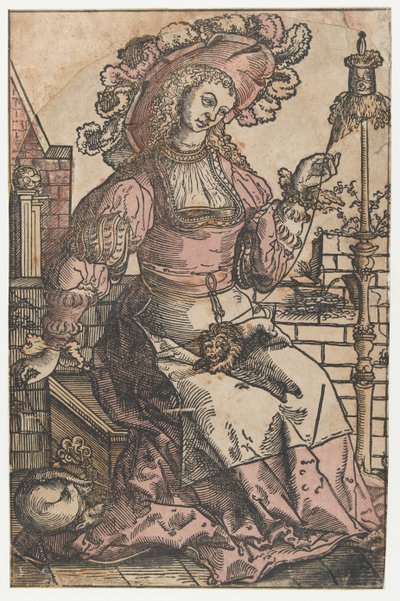 Femme filant - Lucas van Leyden (attributed to)
