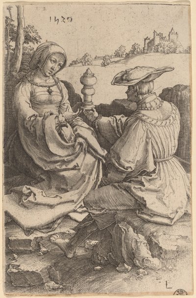 Un Noble et une Dame Assis dans un Paysage - Lucas van Leyden