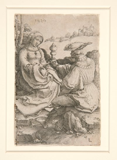 Un noble et une dame assis dans un paysage - Lucas van Leyden