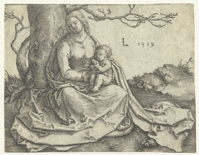 Vierge et Enfant assis sous un arbre - Lucas van Leyden