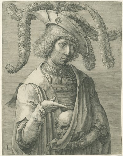 Jeune homme avec un crâne - Lucas van Leyden