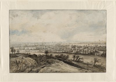 Paysage fluvial panoramique avec saules têtards - Lucas van Uden