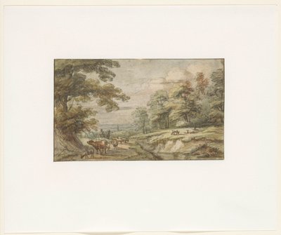 Paysage vallonné avec troupeau de moutons et vache - Lucas van Uden
