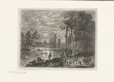 Paysage nocturne avec paysans et bétail (Kleine landschappen) - Lucas van Uden