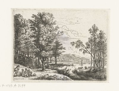 Paysage avec trois figures près d