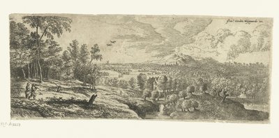 Paysage avec des hommes portant des bâtons (Paysages larges) - Lucas van Uden