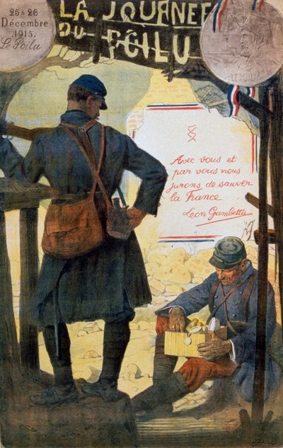 Deux soldats français parcourant des colis de soins envoyés de chez eux. - Lucien Hector Jonas