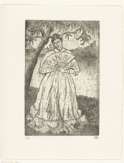 Femme avec éventail - Lucien Pissarro