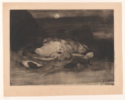 Raie et poissons sur la plage au clair de lune - Ludovic Napoléon Lepic