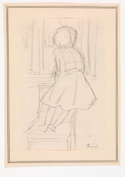 Petite fille debout sur une chaise regardant par une fenêtre - Ludvig Find