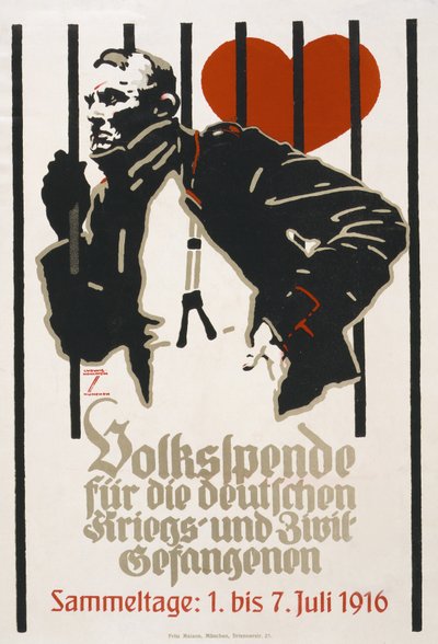 Affiche de collecte de fonds pour le Fonds du Peuple pour les Prisonniers de Guerre et Civils Allemands - Ludwig Hohlwein