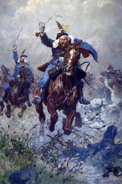 Le colonel Maximilian Ritter von Rodakowski et les 13e uhlans à la bataille de Custoza en 1866, 1908 - Ludwig Koch