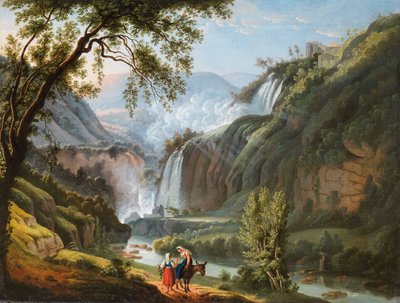 Paysage avec une chute d