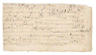 Manuscrit musical autographe, une esquisse pour le mouvement lent du Quatuor à cordes en do, Op.59, No.3, le troisième quatuor "Razumovsky", Vienne, c.1806 - Ludwig van Beethoven