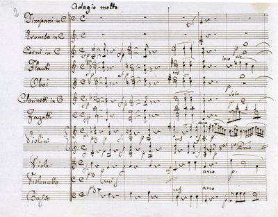 Page de partition de la Symphonie n° 1 en do majeur du compositeur allemand Ludwig van Beethoven (1770-1827) (1799-1800) Milan, Biblioteca del Conservatorio - Ludwig van Beethoven