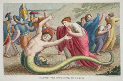 Cadmus transformé en serpent, Livre IV, illustration des Métamorphoses d