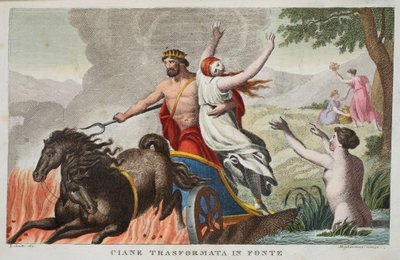 Cyane et le viol de Proserpine ou Ciane Transformata in Fonte, Livre V, illustration des Métamorphoses d