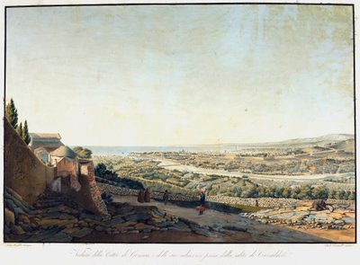 Vue de Gênes et des environs depuis la route de Camaldoli (gravure) - Luigi Garibbo
