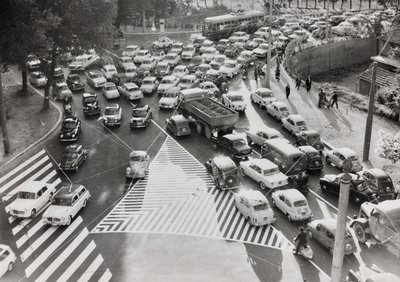 Scène de circulation dans une rue de Rome - Luigi Leoni