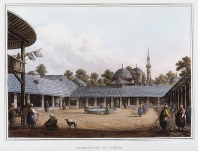 Campement à Borgas. Dans « Vues des dominions ottomans, en Europe, en Asie, et certaines îles de la Méditerranée » d