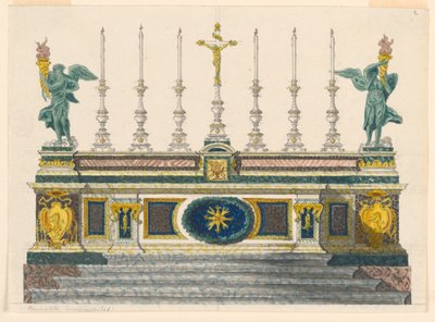 Dessin, Autel de marbres colorés, vers 1820 - Luigi Righetti