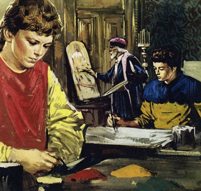 Jan et son frère Herbert Van Eyck ont commencé leur vie comme apprentis chez un peintre local (lithographie en couleurs). - Luis Arcas Brauner