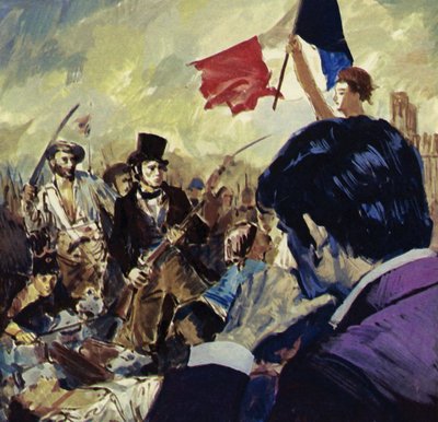 La Révolution française a inspiré à Eugène Delacroix le tableau La Liberté guidant le peuple français (lithographie couleur) - Luis Arcas Brauner