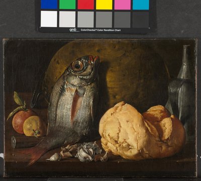 Nature morte avec poisson, pain et bouilloire, vers 1772 - Luis Menendez or Melendez