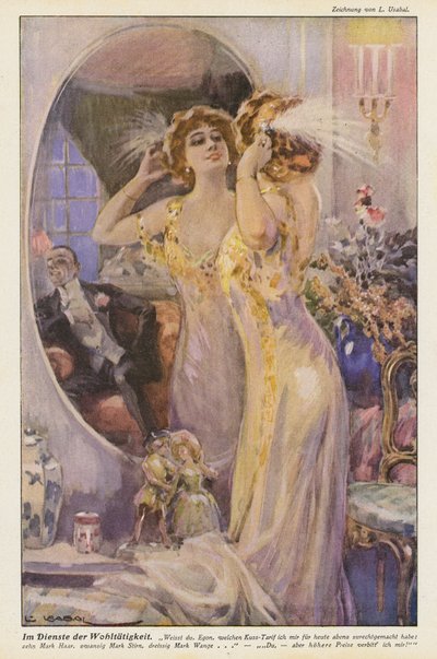 Femme regardant dans le miroir - Luis Usabal