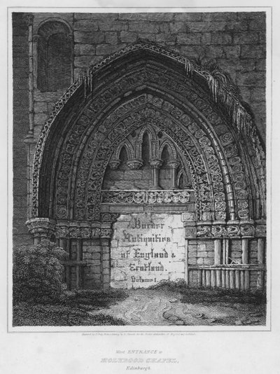 Entrée ouest de la chapelle de Holyrood, Édimbourg (gravure) - Luke (after) Clennell