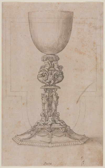 Conception pour un calice recto, milieu des années 1500 - Luzio Romano