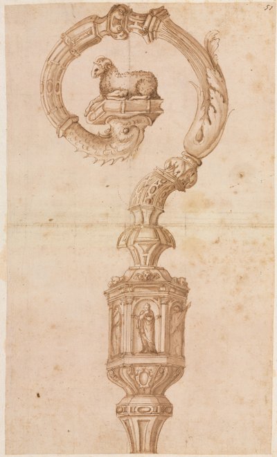 Conception pour une crosse, milieu des années 1500 - Luzio Romano