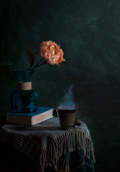 Pivoine et tasse fumante - Lydia Jacobs