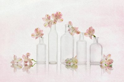 Fleurs roses et verre - Lydia Jacobs