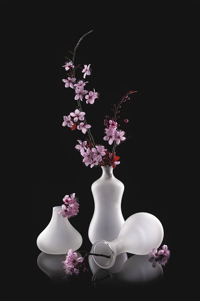 Vases givrés « Fleurs roses » - Lydia Jacobs