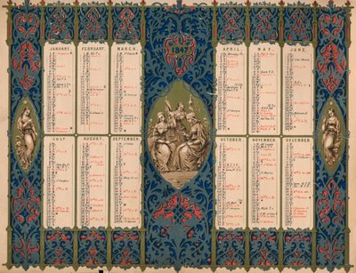 Calendrier avec jours de saints et anniversaires royaux, 1847 - M and N Hanhart