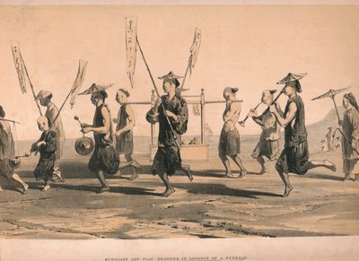 Musiciens et porte-drapeaux en avance d