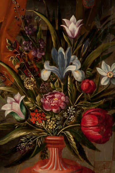 Adoration des Mages, Triptyque, Panneau gauche, partie arrière, (détail) - Maarten de Vos