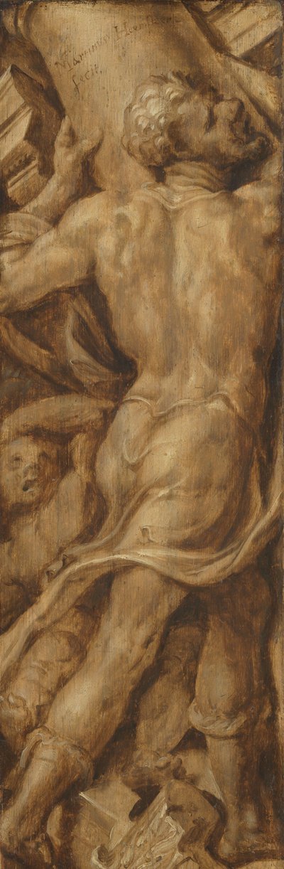 Samson détruisant les colonnes du temple - Maarten van Heemskerck (signed by artist)