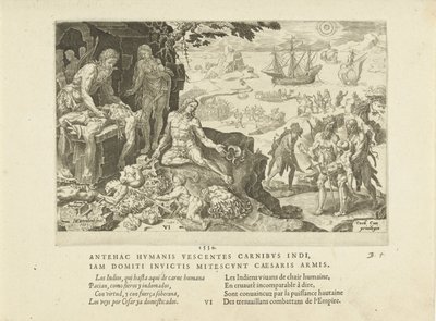 Les troupes impériales apportent la civilisation aux Indiens, 1555 - Maarten van Heemskerck