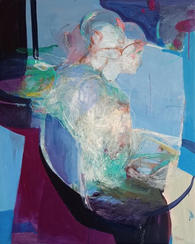 In Stillness We Unfold : Becoming, 2025 (acryliques et pastels sur toile) - Madgalena Morey
