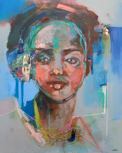 She Speaks For Herself, 2020 (acrylique, pastel et feuille d
