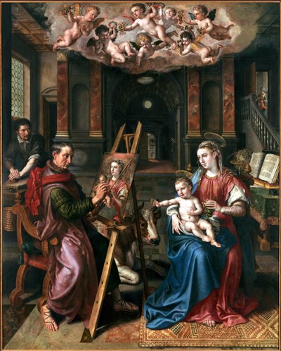 Saint Luc dessinant la Vierge, 1602 - Maerten Vos de